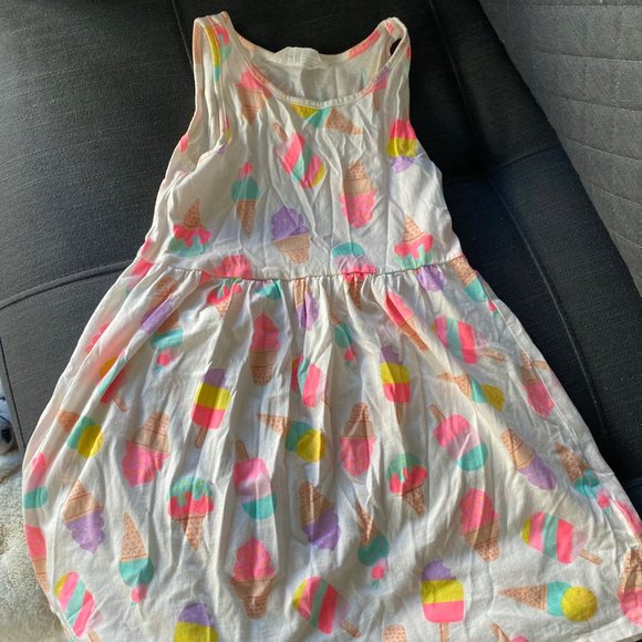 H&M Girls White Dress with Neon Ice Cream Cones Size 6-8 - Picture 1 of 4